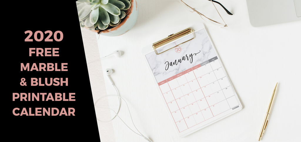 2020 FREE Marble & Blush Printable Calendar