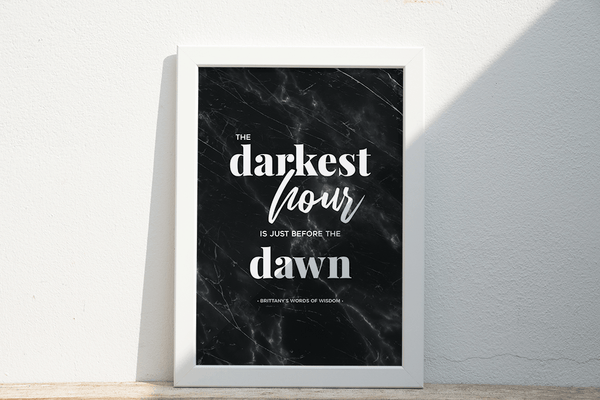 Dawn personalized print in a white frame