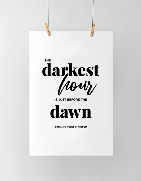 Dawn personalized print in black and white