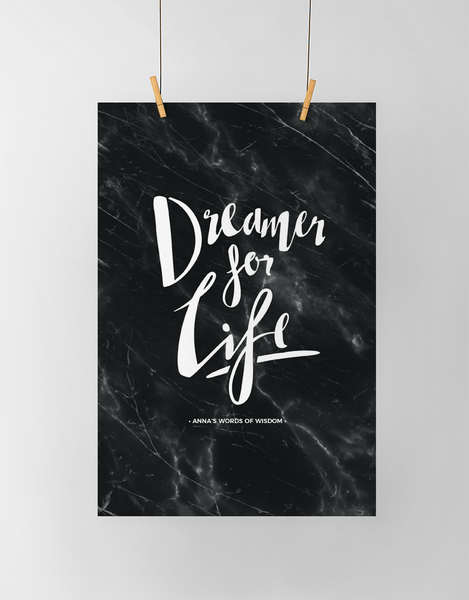 Dreamer Personalized Print in black marble