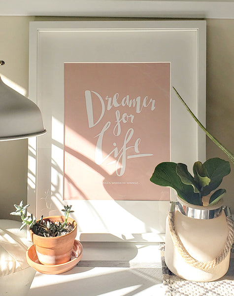 Dreamer for life personalized print in a boho styled home