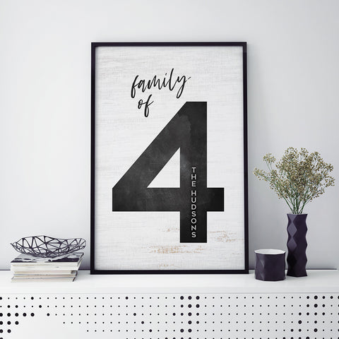 a framed personalized poster for Family of 4