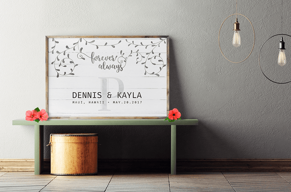 beautiful, boho style reception with Floral wedding personalized print