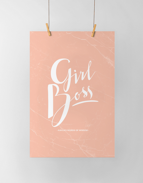Girl Boss Personalized Print in blush marble