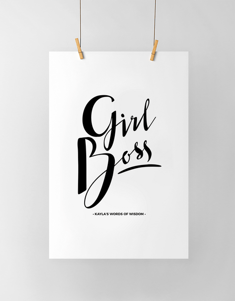 Girl Boss Personalized Print in black and white