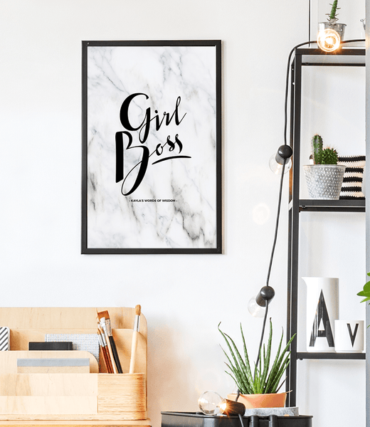 Girl Boss Personalized Print in a teenage study area
