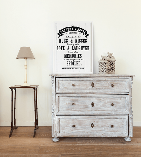 rustic farmhouse room with the personalized Grandma's House print