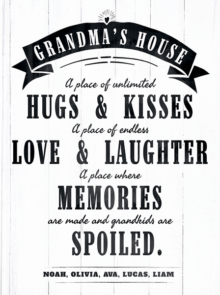 close up look at the Grandmas's House personalized print