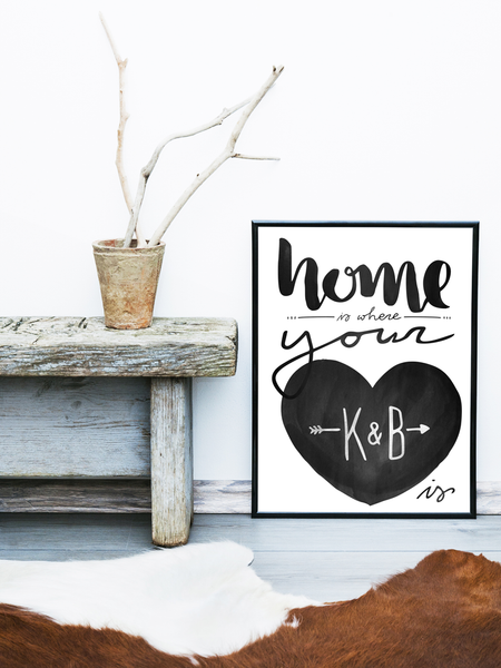 Rustic room with the Home is where your heart is poster against the wall