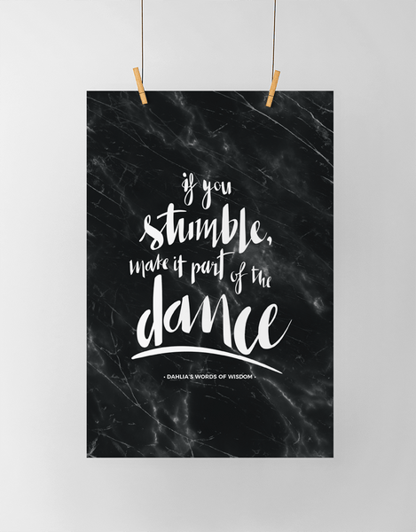 If You Stumble Personalized Print in black marble
