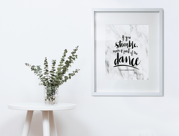 If You Stumble Personalized Print framed in a matted frame in a modern room