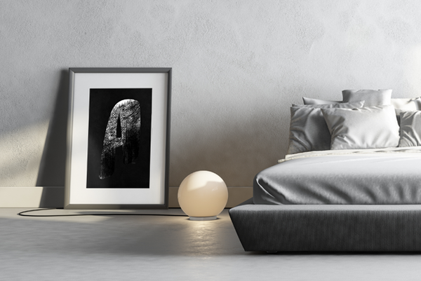Bedroom with Infinity - Grunge print in a matted frame