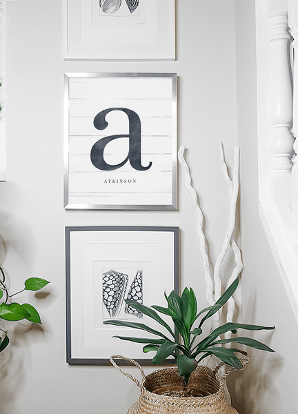 Initial Adore Personalized Print in a bright farmhouse style room