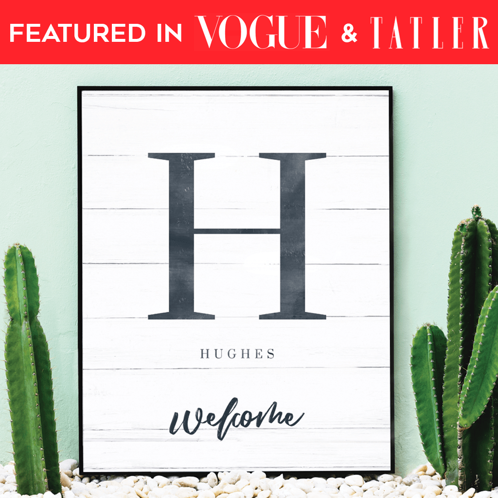 Initial Welcome Personalized Print - Welcome sign with family initial and personalized with last name