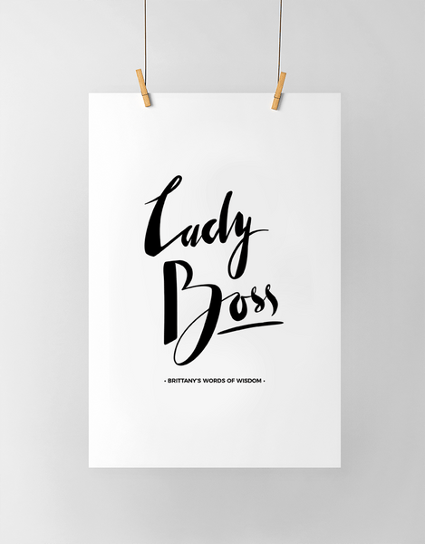 Lady Boss Personalized Print in black and white