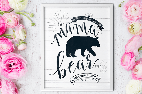 Mother's Day gift - framed Mama Bear personalized print