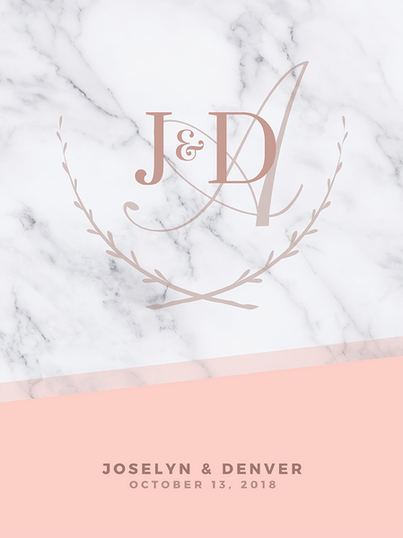 Close up look at the MK Blush Wedding Personalized Print