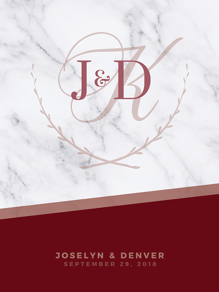 close up look at the MK Wine Wedding Personalized Print