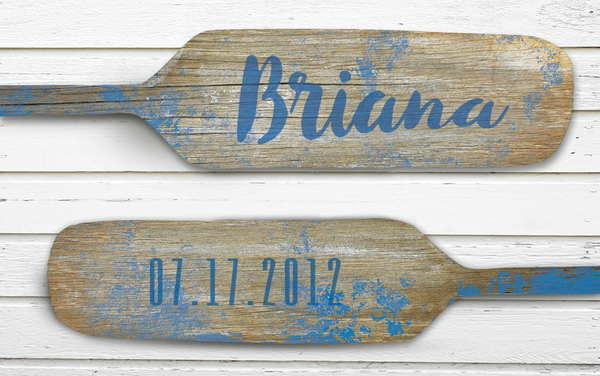 Close up of Paddles print. Personalize it with your child's name on one paddle and his or her birthdate on the second one!