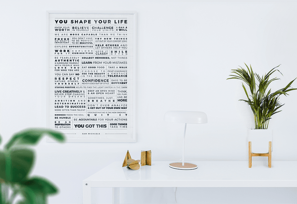 Manifesto Grid Personalized Print in a modern chic room with boho style decor