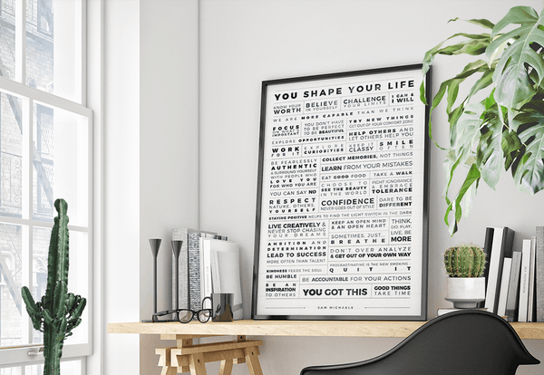 Manifesto Grid Personalized Print in a modern boho workspace