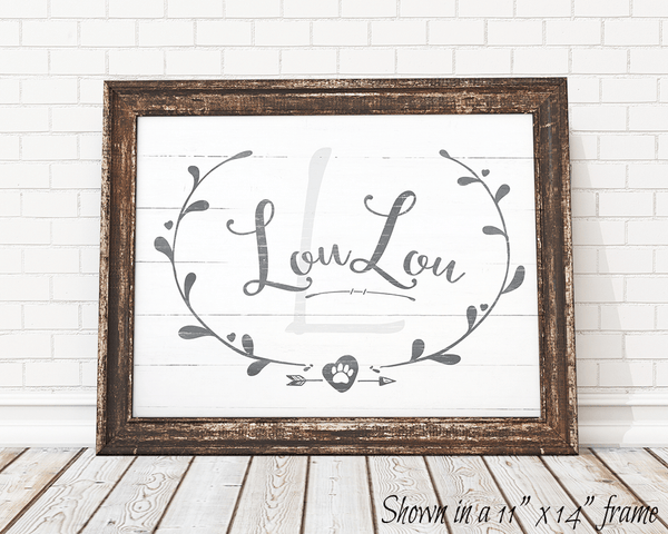 Framed Rustic Doggy personalized print