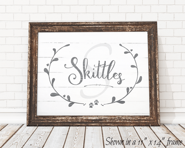 Framed Rustic Kitty personalized print