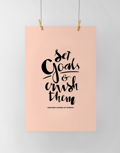 Set Goals & Crush Them Personalized Print in black and pink