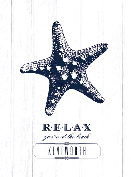 Close up view of the Relax Starfish personalized print