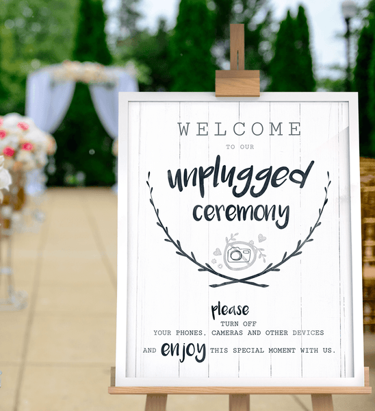 Unplugged Ceremony print at an outdoors wedding