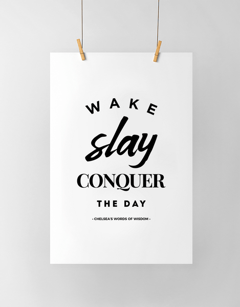 Wake Slay Personalized Print in black and white