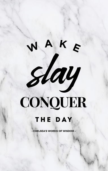 Wake Slay Personalized Print in white marble