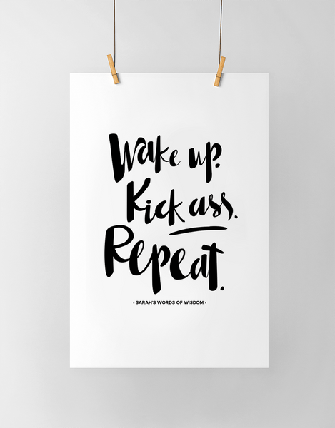 Wake Up Personalized Print in black and white