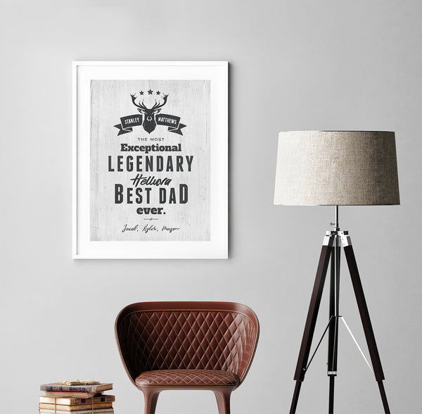 modern manly decor room with Best Dad Ever personalized print