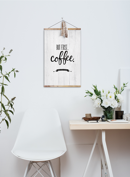 But First... Coffee Personalized Print in a boho inspired modern room