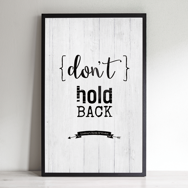 Don't Hold Back inspirational personalized print