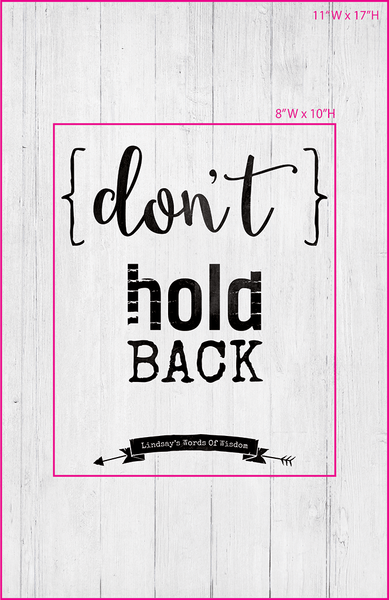 Visual of framed sizes on the personalized Don't Hold Back print