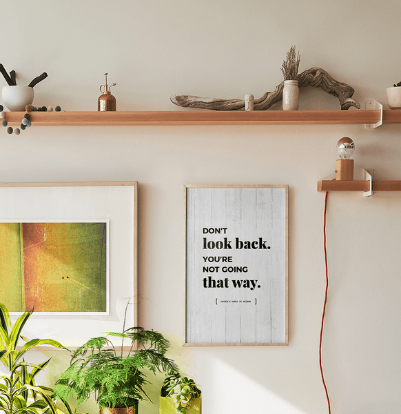 Don't Look Back You're Not Going That Way Personalized Print in a boho inspired room