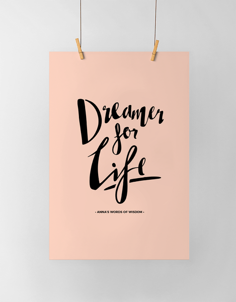 Dreamer Personalized Print in black and blush