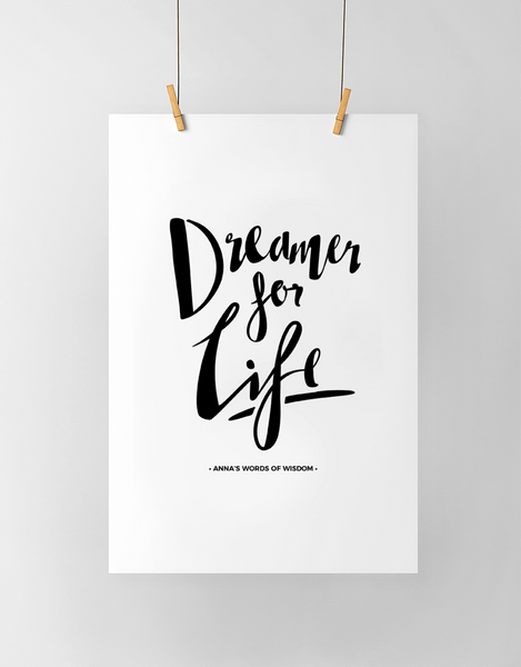 Dreamer Personalized Print in black and white