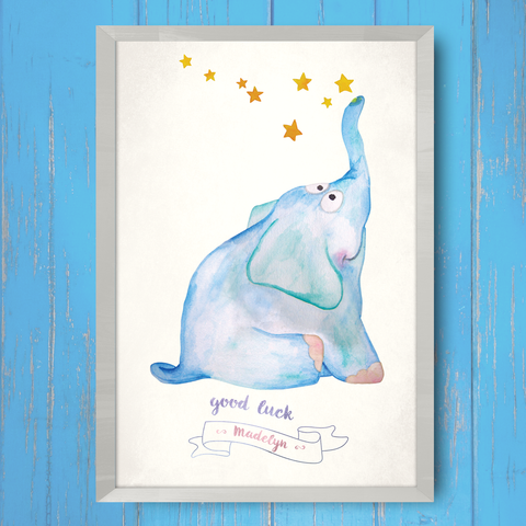 Baby theme printer with an elephant and stars. Customize it with your baby's name!