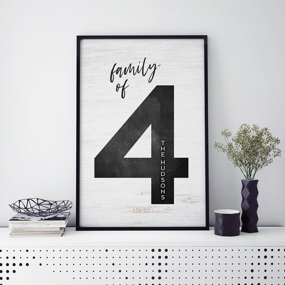 a framed personalized poster for Family of 4