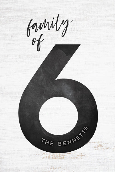 close-up preview of the Family of 6 Personalized Print