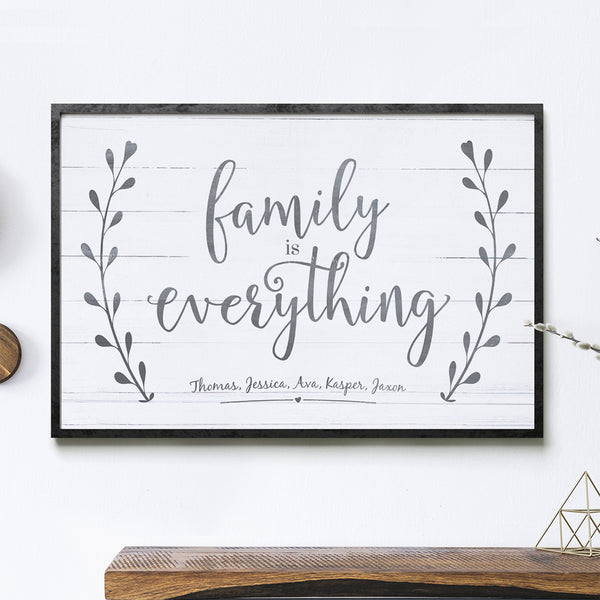 family is everything 2 personalized print framed in a black frame
