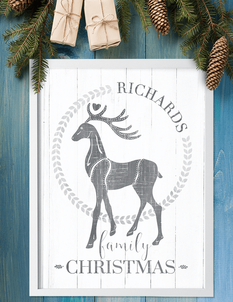 distressed looking personalized print for Christmas decor