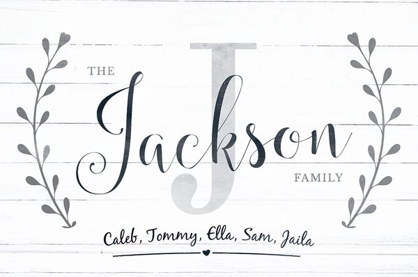 close up view of the Family personalized print