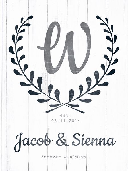 close up preview of the Forever & Always personalized print