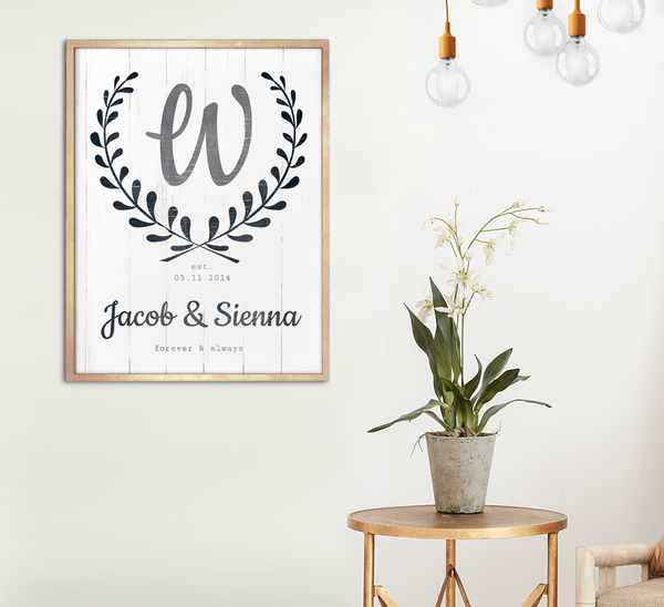 Glam Chic room with a framed Forever & Always personalized print