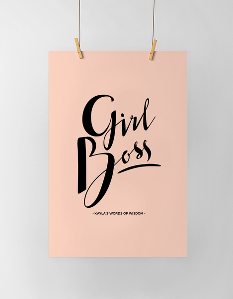 Girl Boss Personalized Print in black and blush