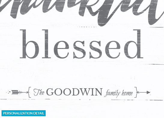Preview of the personalization on the "grateful thankful blessed" print